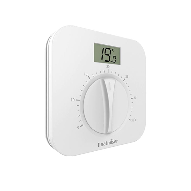 Heatmiser DS1-L V2 Dial Room Thermostat with LCD – Flush Mount, 230V
